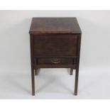 An Edwardian Stained Oak Sewing Box with Hinged Lid, Centre Drawer and Square Supports, 46cm wide
