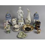 A Collection of Various Ceramics to Comprise Pair of Coronaware "Chantilly" Lidded Vases of Square