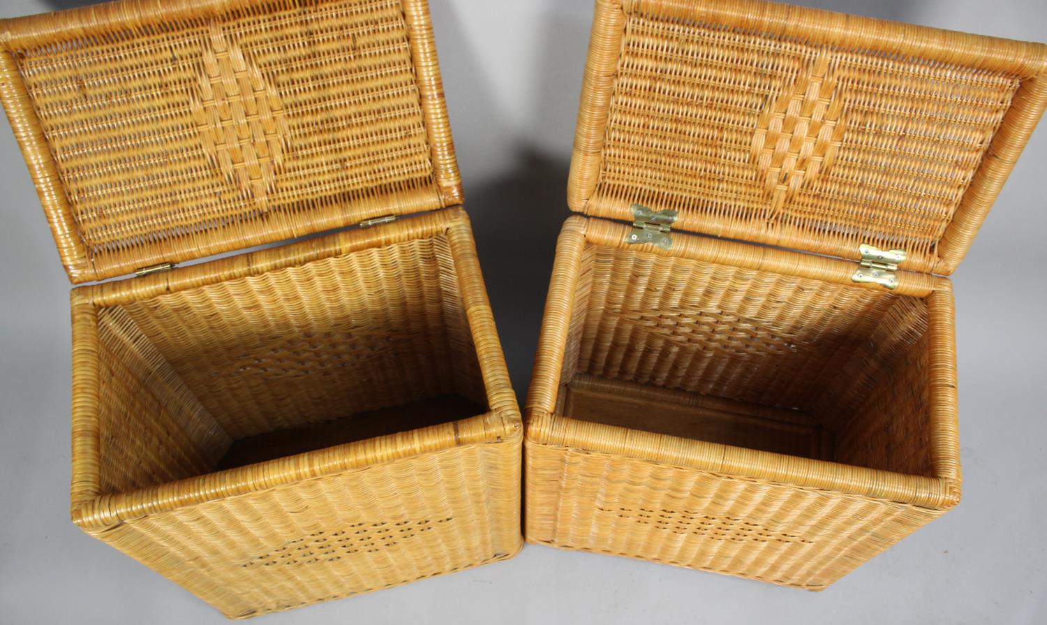 A Near Pair of Woven Linen Baskets with Hinged Lids, 53cm wide - Image 2 of 2