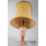 An Alabaster Vase Shaped Table Lamp with Shade, 55cm high