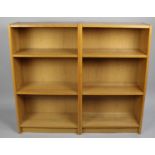 A Pair of Two Shelf Adjustable Bookcases, Each 60cm wide