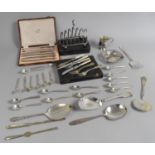 A Collection of Silver Plated Tableware and Flatware to Comprise Cutlery, Spoons, Cased Set of