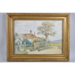 A Gilt Framed Watercolour Depicting Cottage in Rural Setting, 34x24cm