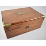A 19th Century Mahogany Campaign Style Work Box with Inset Brass Carrying Handle having Monogram and