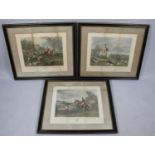 Three Large Framed Hunting Prints, The Fox Chase After S C Turner, 56x48cm