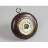 A Small Circular Mahogany Cased Aneroid Barometer, 12cm Diameter