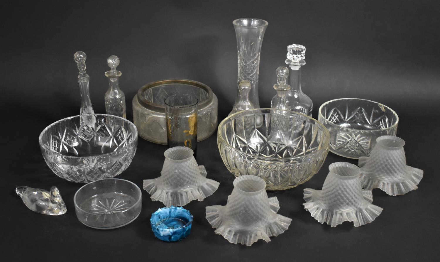 A Collection of Various Glass to Include Set of Four Late Victorian/Edwardian Frosted Glass Late