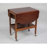 A Mid/Late 20th Century Mahogany Drop Leaf Trolley with Galleried Stretcher Shelf, 61cm Wide