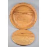 A Spalted Beech Cake Plate, Hand Turned by Peter Tyler Together with a Matching Large Shallow
