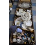 Four Boxes of Various Ceramics and Glass to Comprise Mugs, Vintage Ceiling Ceramic Pendant Light