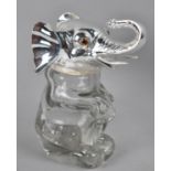 A Novelty Silver Plate and Glass Decanter in the Form of a Seated Elephant, 13.5cm high