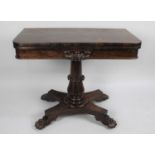 A Mid 19th Century Rosewood Lift and Twist Games Table on Acanthus Turned Support, Quadrant Base