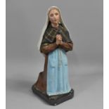 A Moulded Plaster Altar Figure, Mary Kneeling, 32cm high