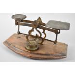 A Set of Late Victorian/Edwardian Postage Scales on Wooden Plinth, Complete with Weights