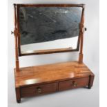 A 19th Century Mahogany Swing Dressing Table Mirror on Plinth Base with Two Drawers, 55cm Long