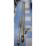 One Large Brass Curtain Pole with Pineapple Finials, 301cm Long Together with a Gilt Wooden