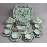 An Adams Chinese Garden Pattern Dinner Service to Comprise Plates, Side Plates, Tureens, Soup