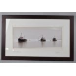 A Framed Photograph, Lytham Shrimp Boats, P Laurence, 45x20cm