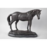 A Modern Bronze Study of a Horse on Oval Marble Plinth, 22cms High