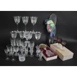 A Collection of Various Glass to Comprise Set of Portmeirion Wine Glasses, Parrot Stained Glass