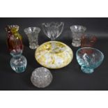 A Collection of Various Coloured and Plain Glass to Comprise Mottled Glass Shade (Chip to Inner