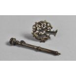A Small Silver Propelling Pencil Together with a "WI" (Women's Institute) Silver Brooch