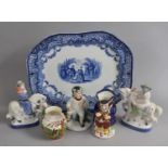 A Collection of Ceramics to Comprise Blue and White Rectangular Platter, Toby Jug, Staffordshire