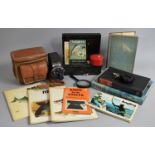 A Collection of Sundries to Comprise Prinz Cavalier Movie Camera, Metal Cash Tin, Fishing Books,