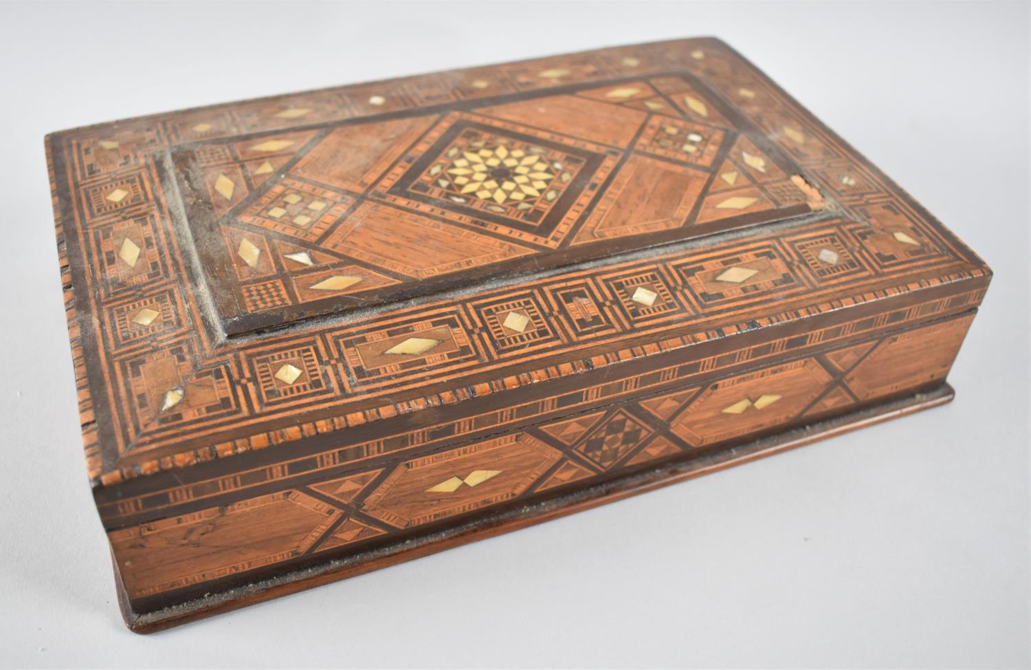 A Late 20th Century Mother of Pearl Inlaid Indian Box, 27.5cm wide