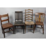 Four Various Hall and Side Chairs