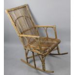 A Mid 20th Century Bamboo Rocking Armchair