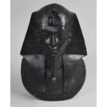 A Cast Resin Black Painted Study of the Mask of Tutankhamun, 30cm high