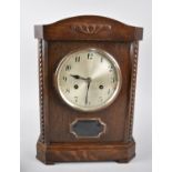 An Edwardian Oak Shelf Clock with Bevelled Pendulum Glass, Moulded Decoration to Case, Recent