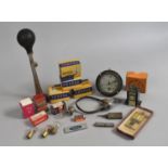 A Collection of Various Vintage Car Lamps, Car Horns, Speedometer Etc