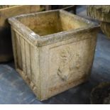 A Reconstituted Stone Garden Planter of Square Form, 35cms wide