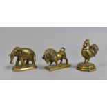 A Collection of Small but Heavy Brass Animal Ornaments, 7cms High