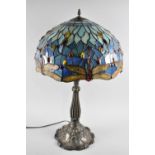 A Large Reproduction Tiffany Style Table Lamp with Dragonfly Shade, 68cms High