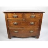 A Late Victorian Bedroom Chest of Two Short and Two Long Drawers, 99cms Wide
