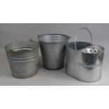 A Galvanised Metal Mop Bucket and two Galvanised Metal Fire Buckets