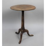 A 19th Century Circular Topped Tripod Wine Table, One Foot Repaired, 46.5cms Diameter