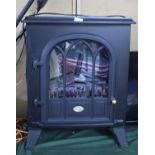 A Large Dimplex Cast Iron Electric Heater in the Form of a Log Burning Stove, Complete with Remote