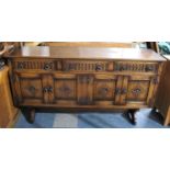 A Mid 20th century Oak Sideboard with Three Top Drawers Over Cupboards, 167cs Wide