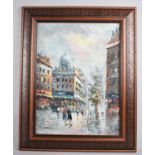 A Framed Oil on Board by K Neil, Depicting Parisian Street, 29x39cms