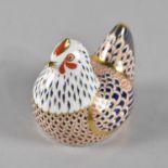 A Royal Crown Derby Imari Paperweight, Chicken, Gold Button