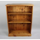 A Modern Pine Three Shelf Open Bookcase, 90cms Wide