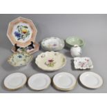 A Tray of Decorated Plates and Bowls to include Spode, Copeland Etc