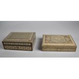 Two Indian Souvenir Vizagapatam Style Boxes, Largest 17cms Wide