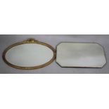 A Mid 20th Century Gilt Framed Oval Wall Mirror, 72cms Wide together with a Vintage Bevel Edged