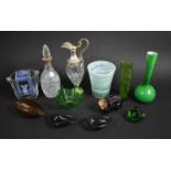 A Collection of Various Glasswares to include Decanter with Silver Collar, Ice Bucket, Novelty
