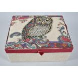 A Beadwork Topped Jewellery box with Inner removable Tray Containing Costume Jewellery